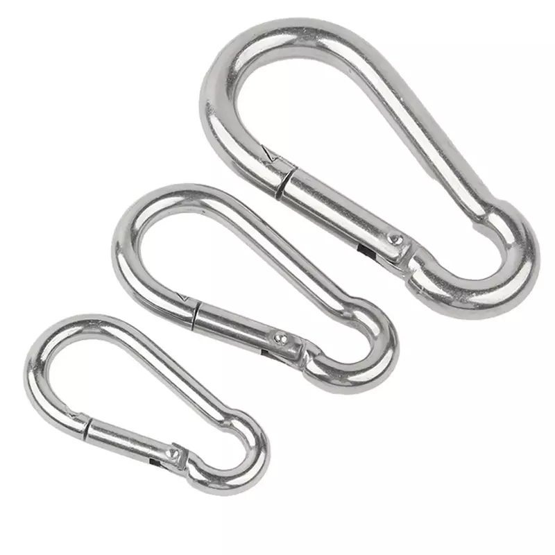 1/2/5Pcs M4 M5 M6 M8 M10 304 Stainless Steel Spring Snap Carabiner Quick Link Lock Ring Hook Snap Shackle Chain Fastener Hook