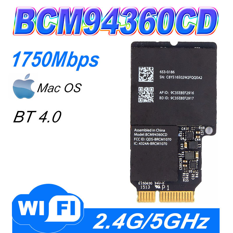Broadcom BCM94360CD 802.11ac Mini PCI-E WiFi WLAN การ์ดบลูทูธ4.0 1300Mbps 4360CD