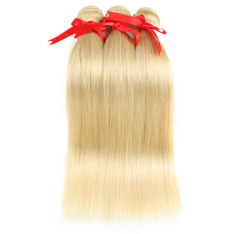Sleek-Straight brasileiro cabelo humano Pacotes, extensões do cabelo Remy, Pacotes único, 613 loira