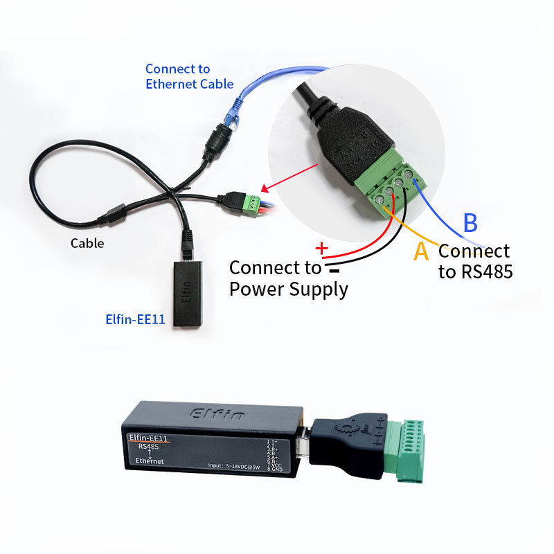 Dispositivo ethernet a rs485, módulo de servidor Ethernet IOT, Elfin-EE11, compatible con protocolo TCP/IP Telnet Modbus TCP, Elfin-EE11A