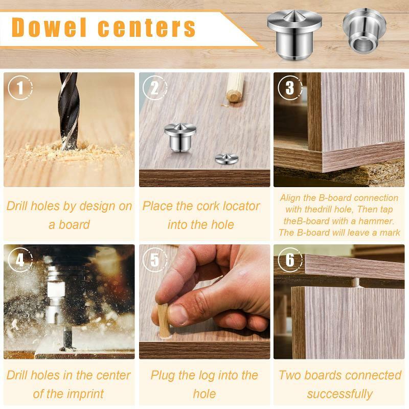 4/16pcs Dowel Centre Point Pin Set Wood Timber Marker Hole Tenon Center Set 6/8/10/12mm Wood Drill Power Accessories Tools Plugs