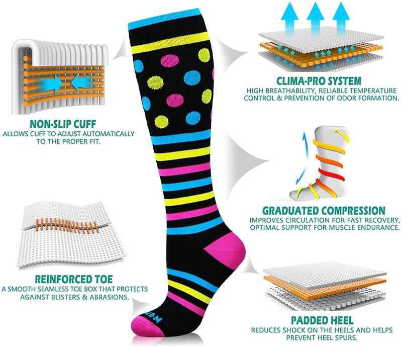 Calcetines deportivos de compresión para correr, antifatiga, alivio del dolor, Edema para embarazadas, hasta la rodilla
