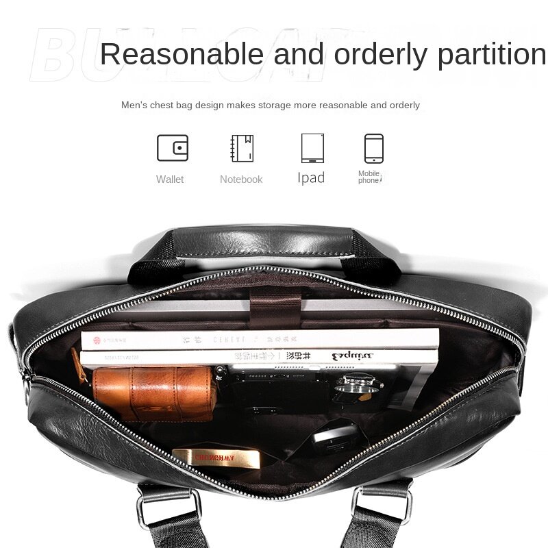 Brand Men's Bag Briefcase 100% Genuine Leather Handbags 15 Inch laptop bag Men's casual shoulder crossbody bags Messenger bag