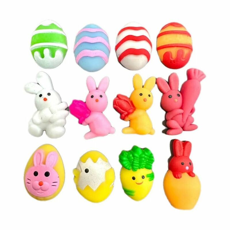 Juguetes de relleno de huevos de Pascua para niños, piezas, conejo, divertido, TPR, juguete para apretar, cesta de huevos de Pascua, 10 unidades