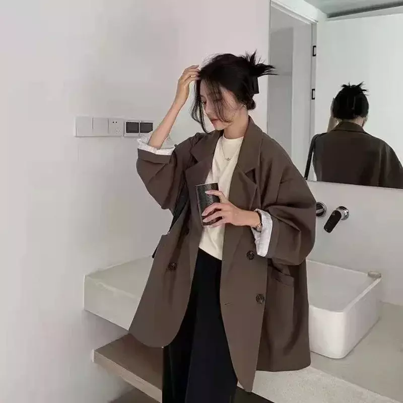 Женский Большой блейзер пальто весна-осень модная Корейская версия Свободный Топ пальто офисная одежда изящная осенняя куртка для женщин