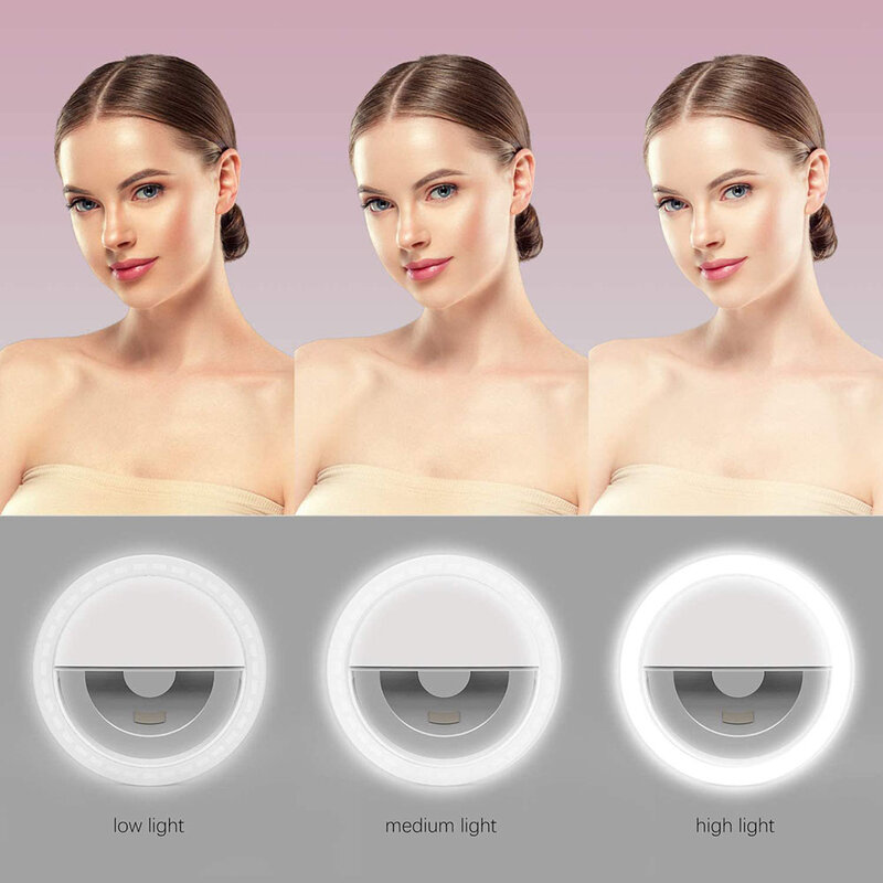 Phone Fill Light Selfie Ring Light Beauty Flash Lamps USB Rechargeable Lamp Photography Video Shooting LED Fill Lamp Third Gear