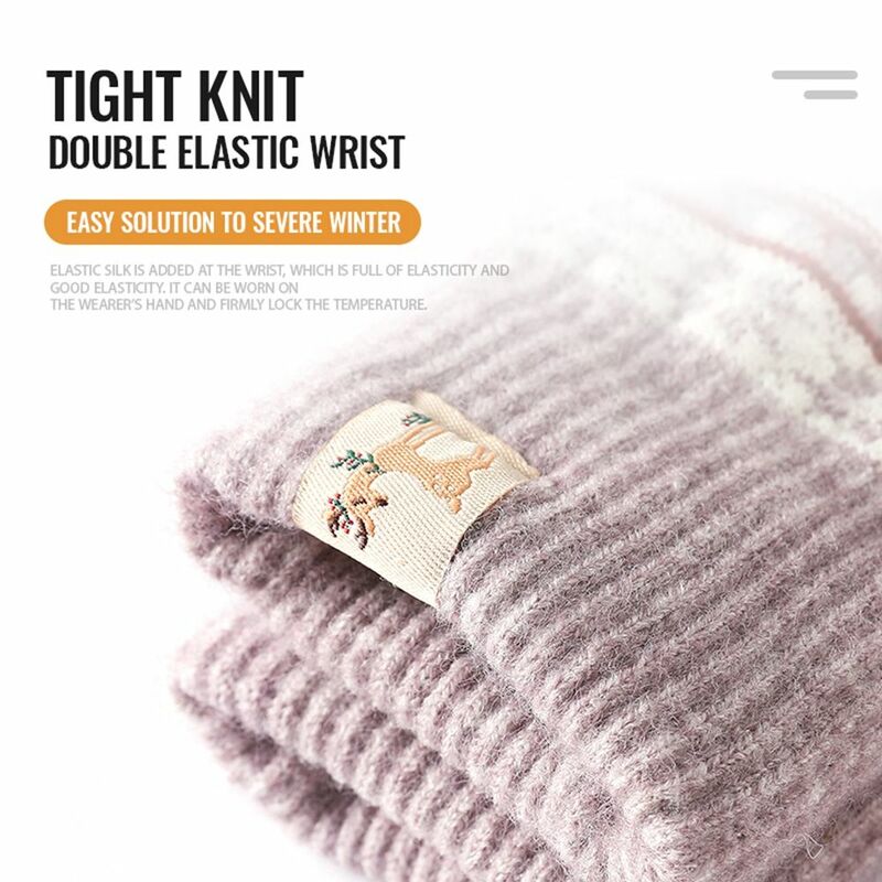 Gants en laine à motif jacquard pour femmes, mitaines en cachemire avec écran tactile, automne et hiver