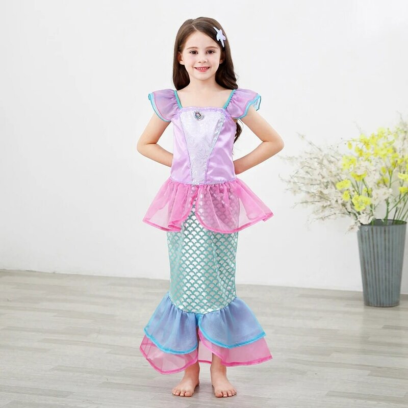 Disney Kleine Zeemeermin Ariel Prinses Kostuum Kind Roze Jurk Meisjes Cosplay Kinderen Carnaval Verjaardagsfeestje Film Outfit Kleding