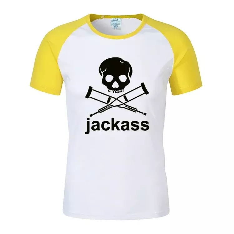 A3534 Summer New Jackass Forever Logo Printed Custom Made Spliced Men O Neck Short Sleeve T Shirt Leisure Popular Man T-shirt