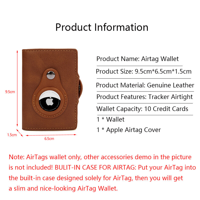 Apple Airtag-cartera de cuero genuino con nombre personalizado para hombre, tarjetero, Rfid, deslizante, con cremallera
