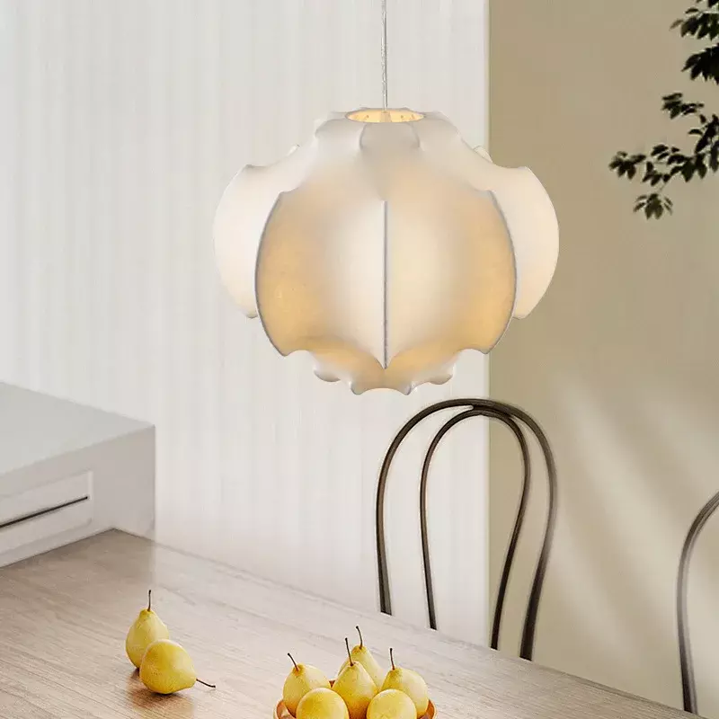 Шелковая люстра ручной работы для спальни, французская ретро-лампа Wabi-sabi для гостиной, столовой, фотолампа кремового стиля