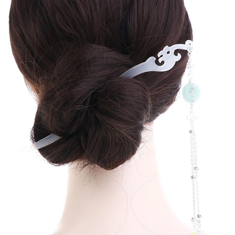 Ácido acético Hair Stick para Mulheres, Hair Fork, Fotografia Adereços, Chinese Hairpin, Ping'an Buckle Pendant, Acessórios para cabelo, Presente
