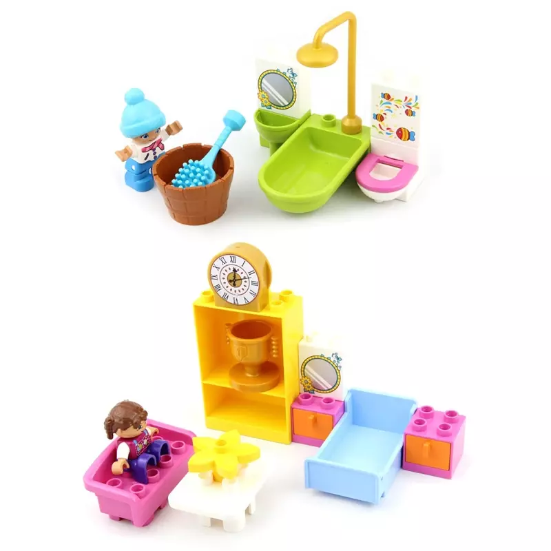 Big Building Blocks Play House Furniture Accessories Indoor Utensil Bed Compatible Large Bricks Assemble Toys Children Kids Gift