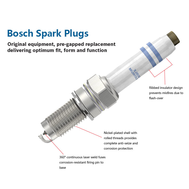 Bosch original genuíno 4 pçs dupla platina velas de ignição do carro ferramenta peças automóvel para vw 1.2 1.4 tgi tsi vw 0241145523 y5kpp332