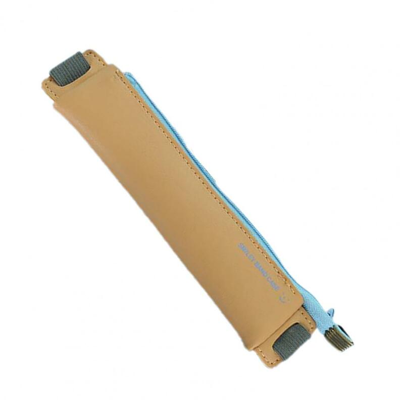 Business PU Pencil Case Simple High-end Custom Elastic Belt Buckle Book Pencil Case Mini White-collar Student