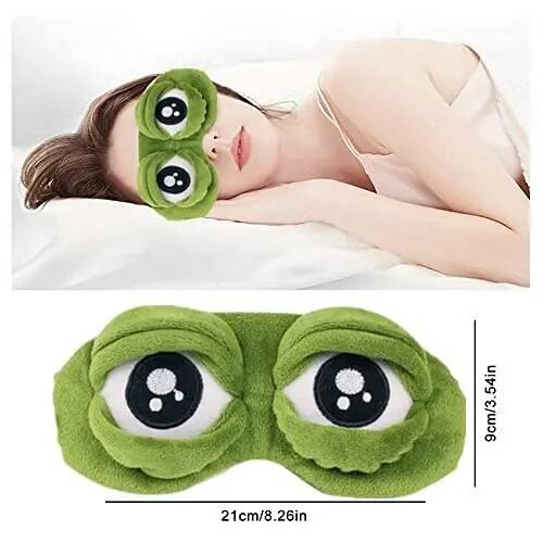 Masque de sommeil Sad Frog pour enfants et adultes, couvre-yeux en peluche, bandeau pour les yeux, patchs mignons, doux, dessin animé, cadeau de voyage relaxant