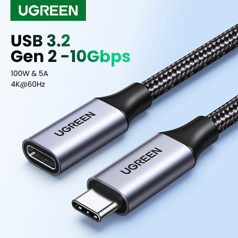 Ugreen usb c cabo de extensão tipo c cabo extensor USB-C thunderbolt 3 para xiaomi nintendo interruptor usb 3.1 cabo de extensão usb