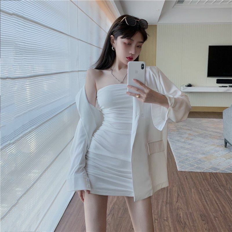 New Loose Oversized Blazers Women Korean Long Sleeved Jacket Single Breasted Blazer