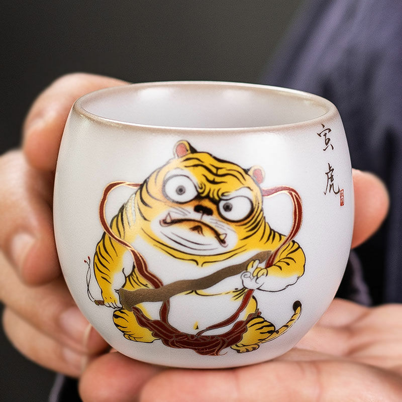 Requintados copos de chá cerâmicos Ice Crack Glaze, Master Cup de porcelana pintados à mão, acessórios tradicionais, 120ml