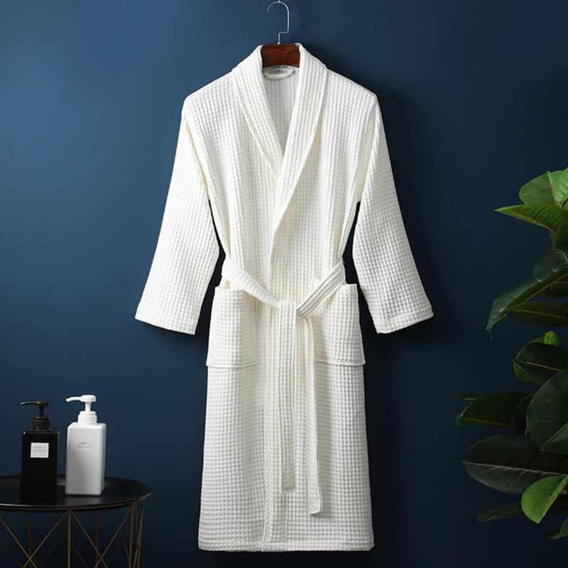 Women Nightgown Pure Cotton Dressing Gown Luxurious Lace-up Nightgown with Pockets for Men Women Soft Bathrobe for Beauty