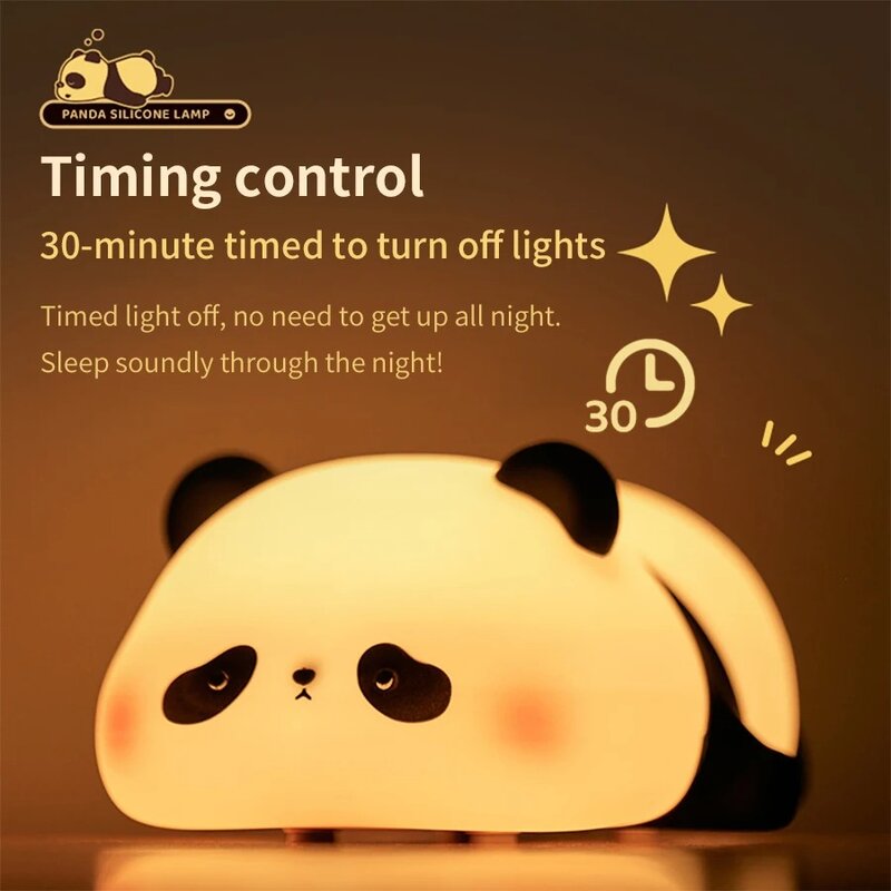 Lampki nocne z czujnikiem dotykowym Śliczna Panda silikonowa lampa lampa LED z możliwością ładowania i ściemniania wystrój łóżka dzieci lampka nocna prezent urodzinowy