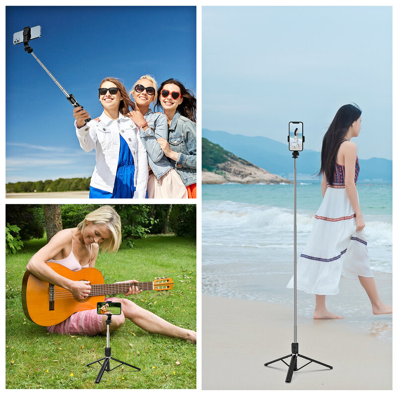 Tongkat Selfie Nirkabel Bluetooth Diperpanjang Panjang 1.67M Live Broacast Penyangga Tripod Dapat Dilipat dengan Lampu Fill untuk Ponsel Pintar