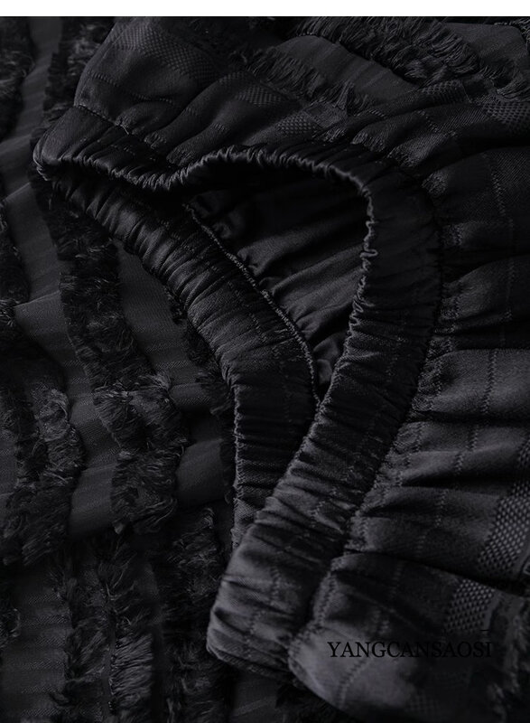 Falda de piel de morera Natural para mujer, falda con cintura elástica, corte de flores, color negro, a la moda, novedad de verano 2024