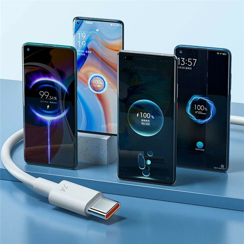 7A 100W Type C USB Cable Super Fast Charge Cable For Huawei Mate 40 Xiaomi Samsung Honor 50 Quick Charge USB C Cables Data Cord