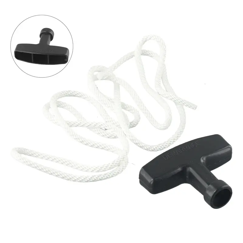 Petrol Lawnmowers Rope & Pull Handle replacement Plastic& Polyester White Rope Black Handle Starter practial Brand New