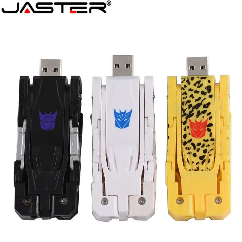 JASTER Bán Đồ Chơi Nhựa Đèn LED Cổng USB Bút 64GB 32GB 16GB Đĩa USB Pendrive 4GB 8GB Thẻ Nhớ Robot Biến Hình Chó