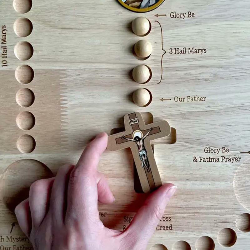 Tablero de Rosario de madera inspirado en Montessori, divertido portabrocas redondo, cuentas de madera, rompecabezas de arte creativo, paquete de bricolaje de madera