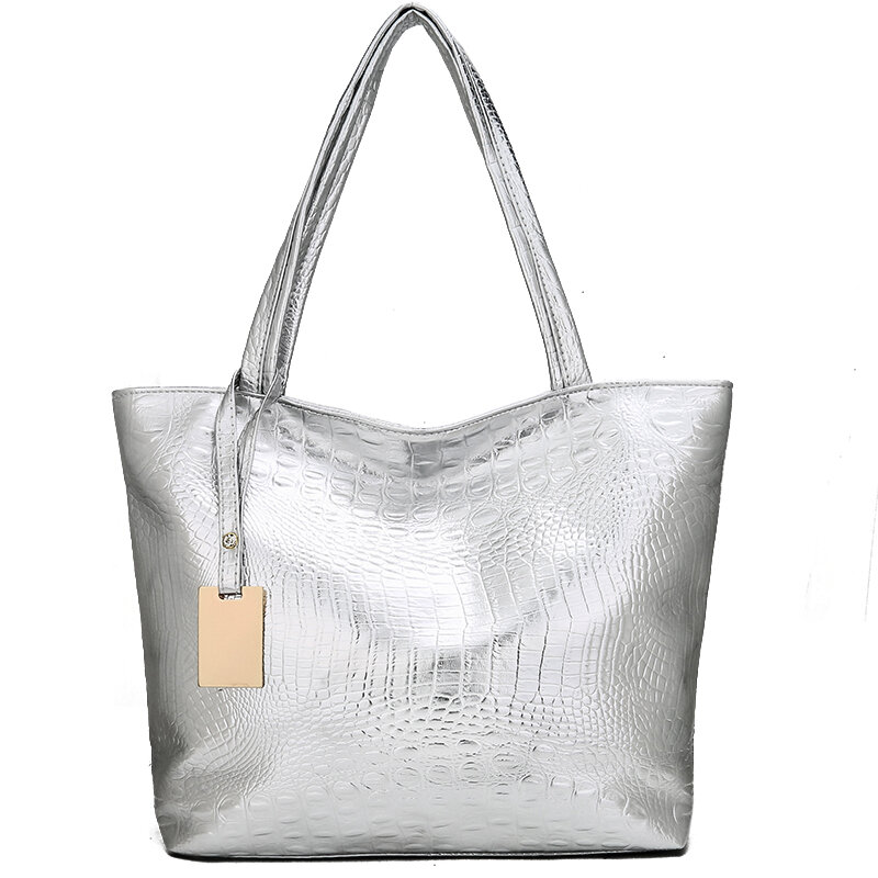 Fashion Casual Women Shoulder Bags Silver Gold Black  Handbag PU Leather Female Big Tote Bag Ladies Hand Bags Sac