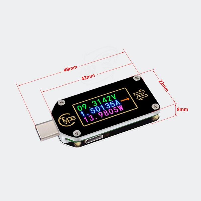 Catu daya baterai LCD tipe-c PD Trigger USB, pengukur kapasitas Ammeter tegangan 2 arah
