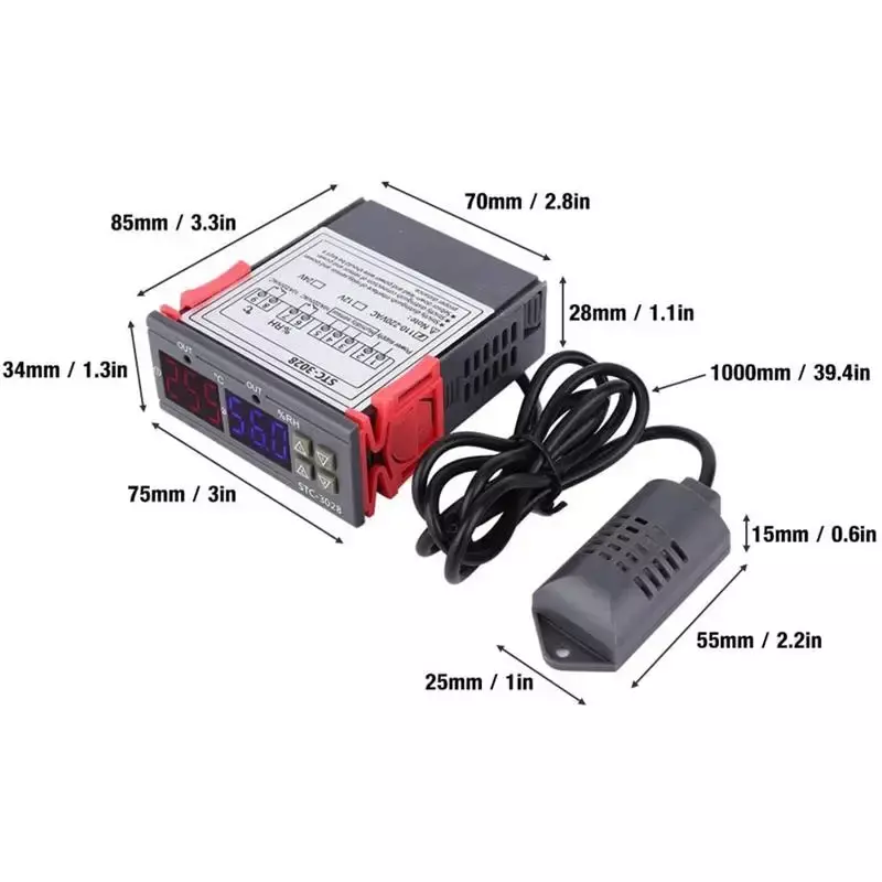 Termostato Digital Termômetro e Higrômetro, Controlador de Temperatura e Umidade, Regulador para Refrigeração, 110V-220V