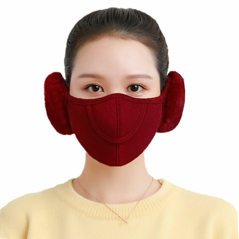 Теплая полумаска для лица Модная хлопковая открытая дышащая маска для рта Непродуваемые ветрозащитные наушники для зимы