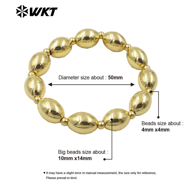 WT-JF348 WKT 2024 squisito braccialetto a catena in ottone giallo con perline rotonde gioielli regalo in argento da donna nuovo accessorio Hip-Hop