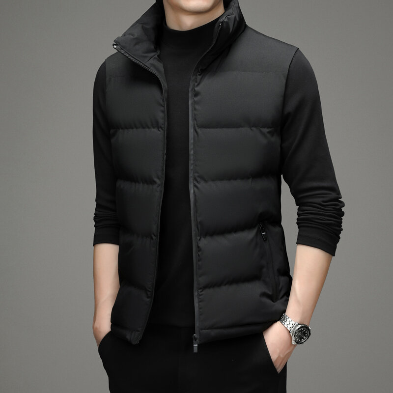 2023 Men's Vest Jacket Autumn Winter Warm Sleeveless Jacket Casual Stand Collar Vest Trend Men's High Quality Sports Coat Vest