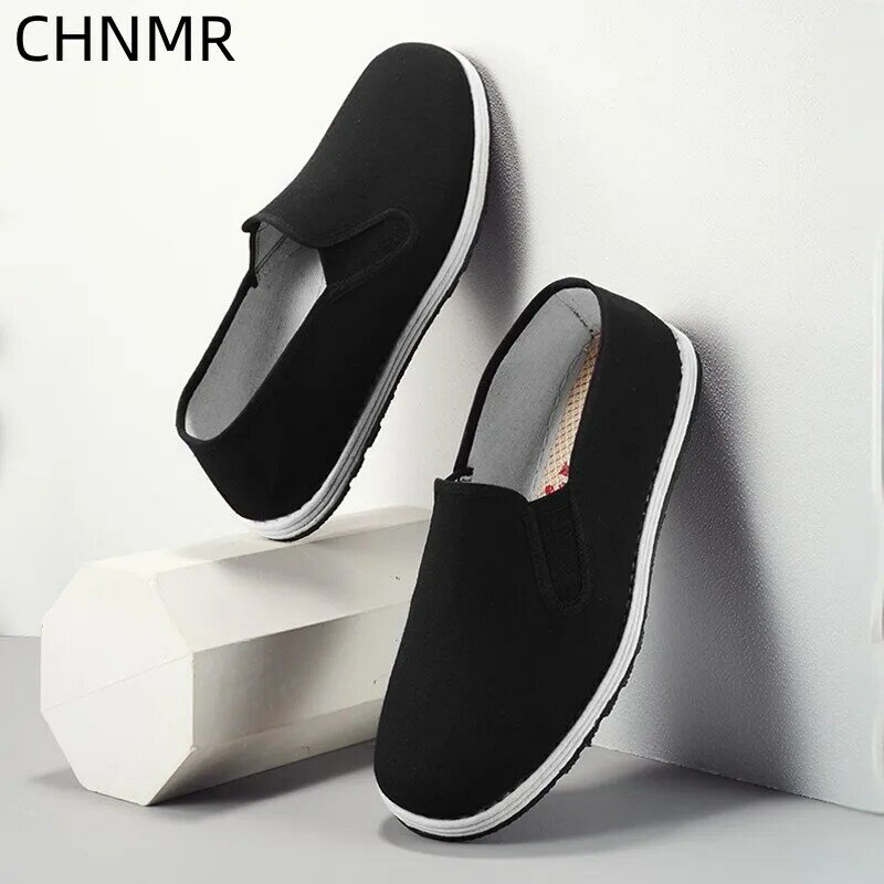 Men's Canvas Casual Shoes Work Shoes Driving Wear-resistant Fashionable Flat Bottom Round Toe Breathable Comfortable Outdoor