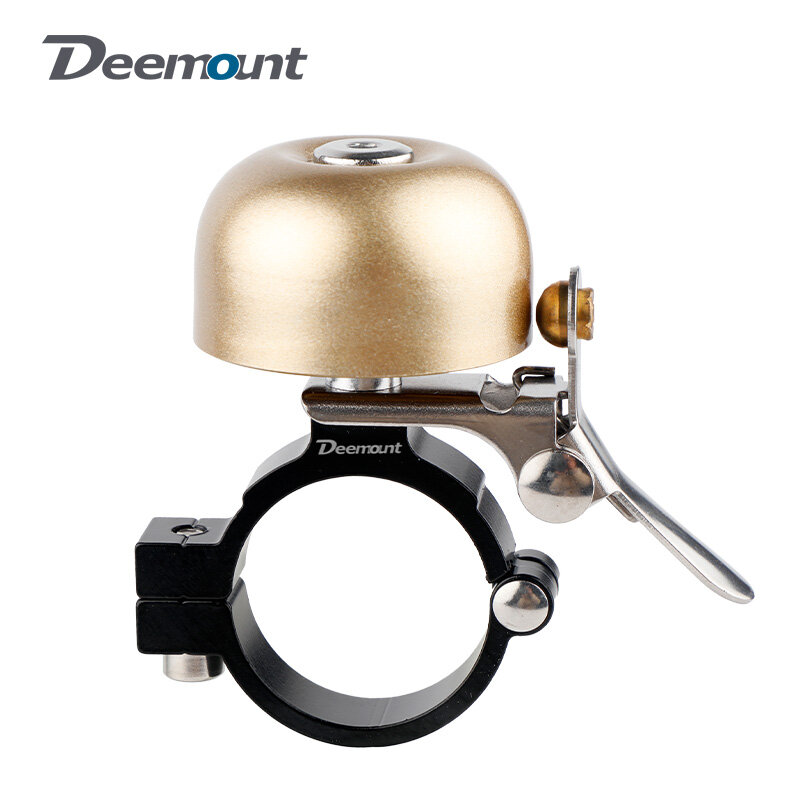 Deemount Classic Cycle Brass Bell Left Right Hand Use Bike Handlebar Mount Anodized 35mm Ring High Pitch Crisp Noise Warning