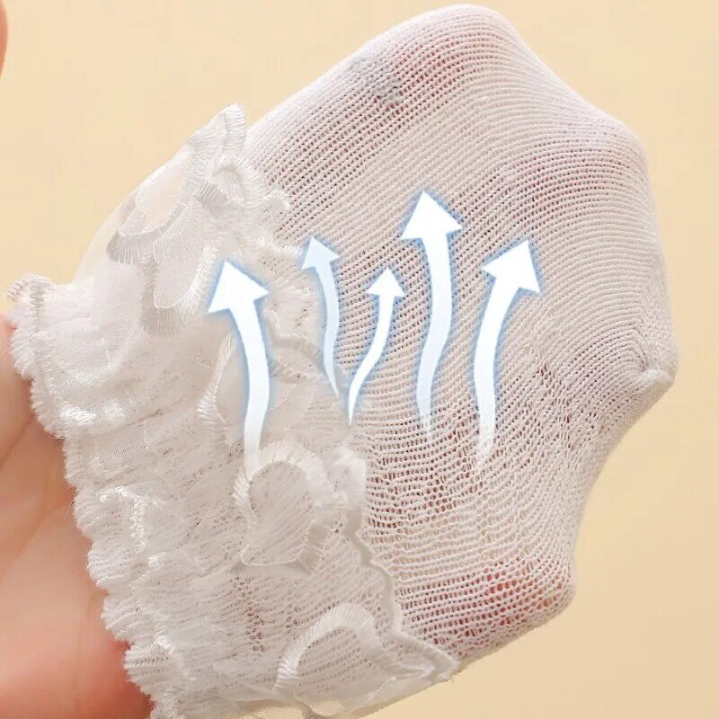 Mode kleine Mädchen Socken Spitze Stickerei Patchwork Rüschen durchsichtige Kristalls ocken Kinder Anti-Rutsch-Indoor-Outdoor-Socken