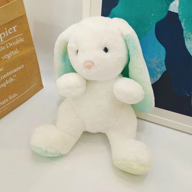 Kawaii tęcza królik Plushie zabawka śliczny biały miękki królik Peluche lalka nowy Lop długie ucho królik nadziewane zabawki wielkanoc urodziny prezenty