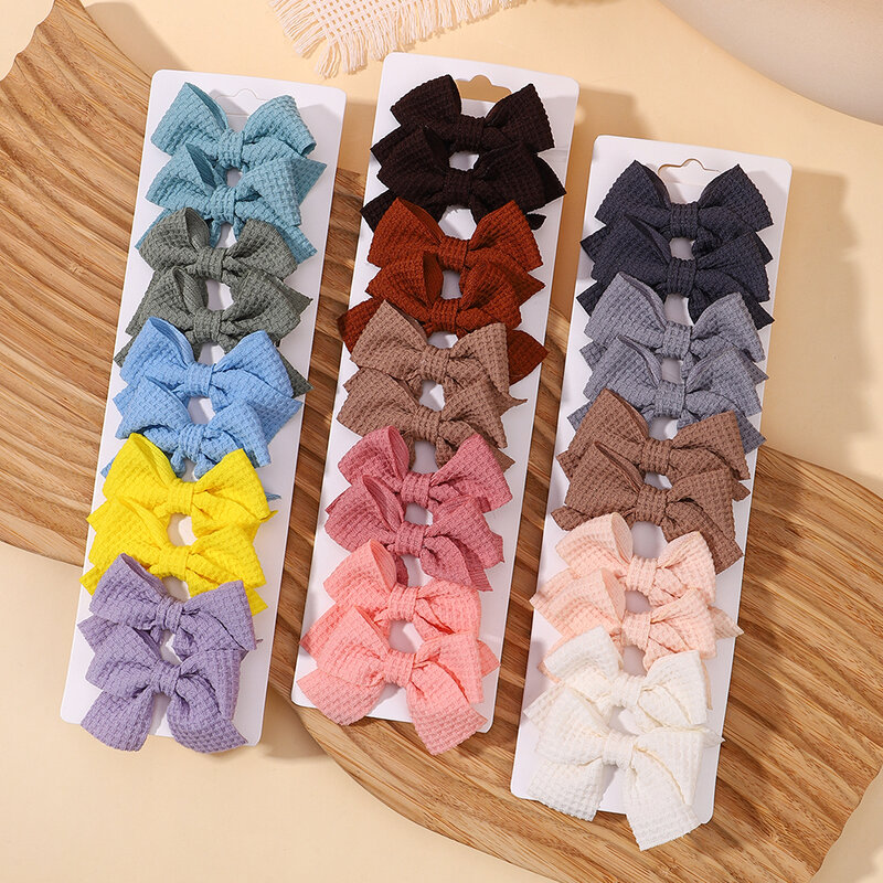 10Pcs/Set New Cute Ribbon Bowknot Hair Clips for Kids Handmade Nylon Bows Hairpin Barrettes Headwear Baby Girls Hair Accessories