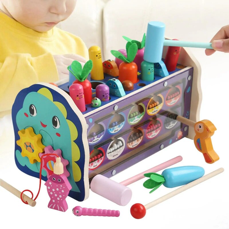 나무 타격 벤치 미세 모터 기술 몬테소리 나무 장난감, 아기 1, 2, 3, 4 세, 어린이 생일 선물
