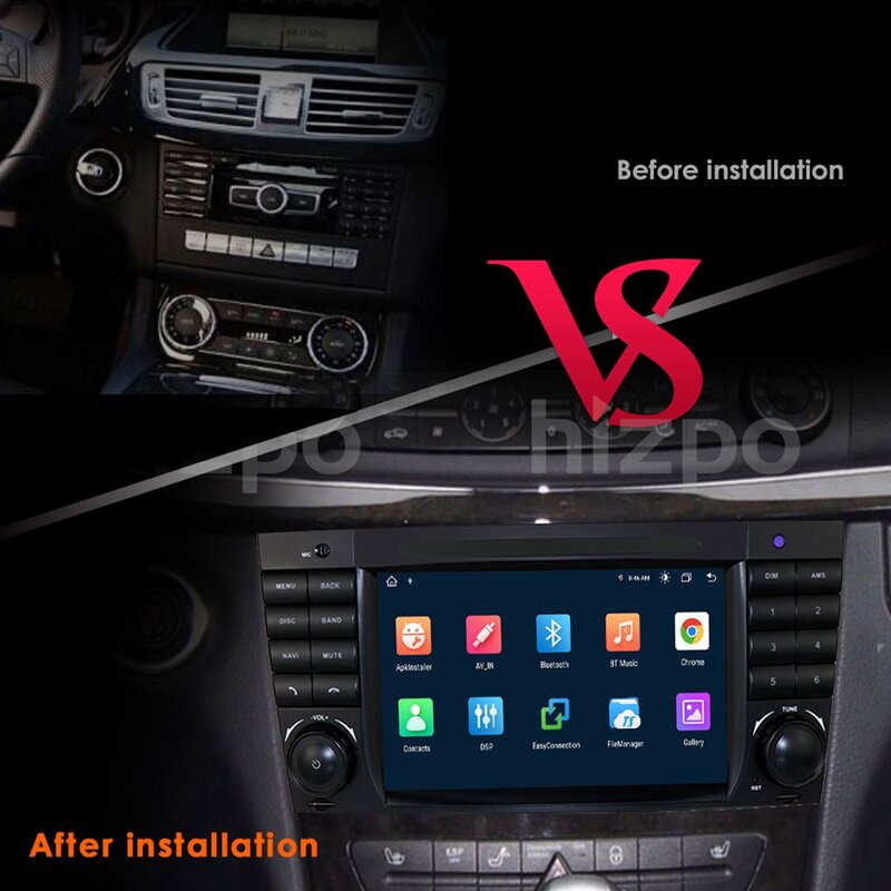 Autoradio Android 10, WIFI, Bluetooth, Lecteur MultiXXL DVD, GPS, Commandes au Volant, pour Voiture Benz W203 (2004-2007)