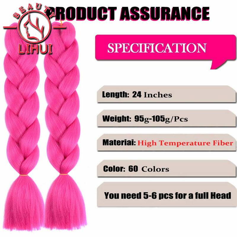 Synthetic Jumbo Braiding Hair Extension 24 " Heat Resistant Fiber In Bulk Ombre Synthetic Jumbo Braids Hair For Red Black Women