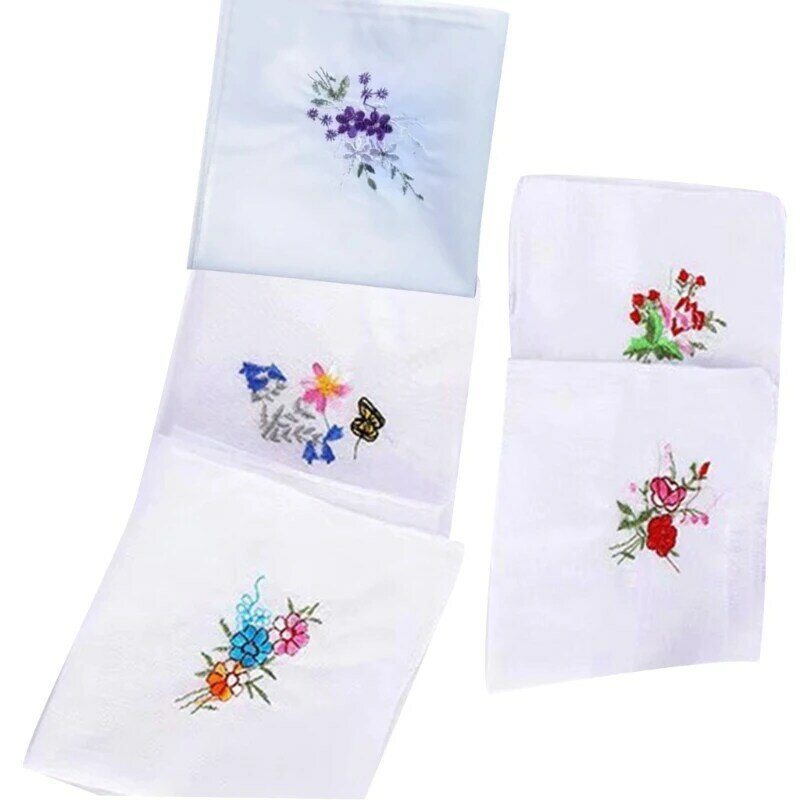Pañuelo flores bordado para mujer y hombre, toalla bolsillo cuadrada Unisex, toalla para sudor