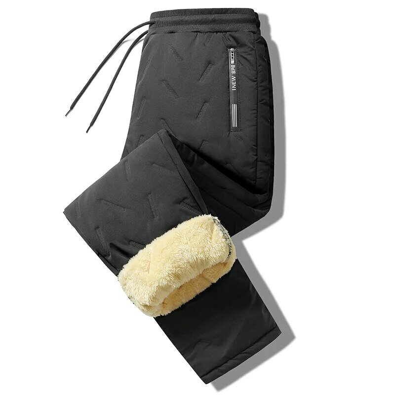 Winter Sweatwear Men Plush Thick Fleece Sweatpant Lambswool Thermal Trousers Casual Pants Windproof Warm Cotton Pants 8828
