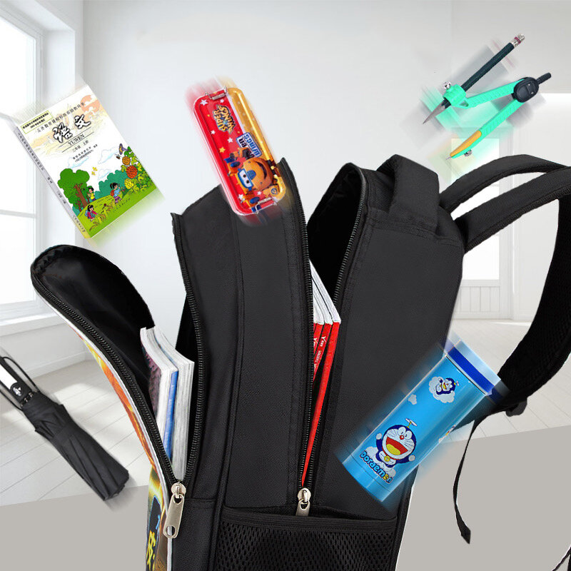 Mochila escolar DIY con bolsillo doble con cremallera, bolsas escolares personalizadas de gran capacidad, 16 pulgadas, con texto de logotipo de fotos