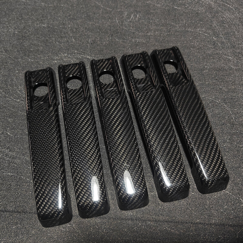 Real Dry Carbon Fiber Click On Door Handle Covers Trims Made For 2001-2023 Mercedes G Class Wagon w463 G500 G63 G65 5pcs