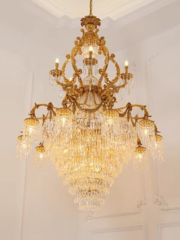 Lampadari di cristallo francese apparecchio di luci lampadario di rame romantico americano lampade a sospensione Villa di lusso europea Luminaria
